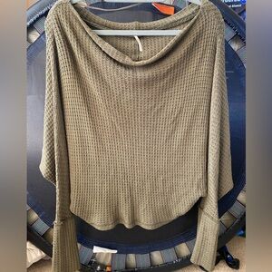 Free people, waffle knit top  Olive Green Small